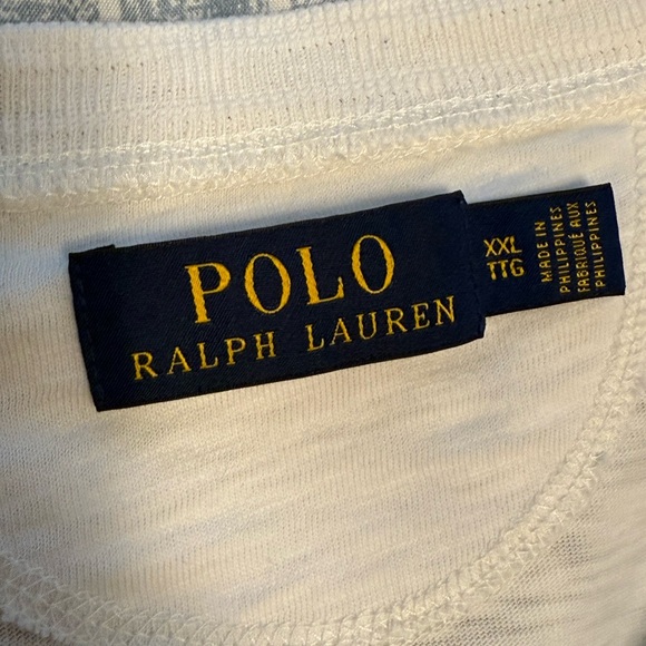 Polo by Ralph Lauren White Short Sleeve Slub Henley Tee XXL - Picture 5 of 8